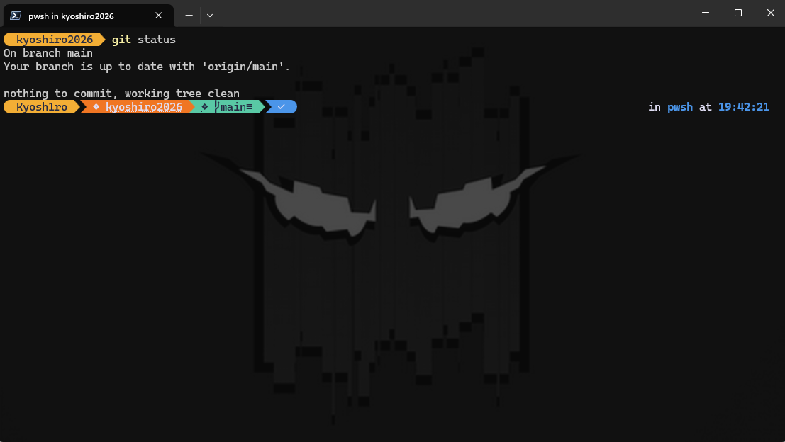 Exemple de terminal avec fond et oh-my-posh