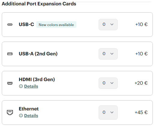 Configurateur Framework - Carte d'extensions
