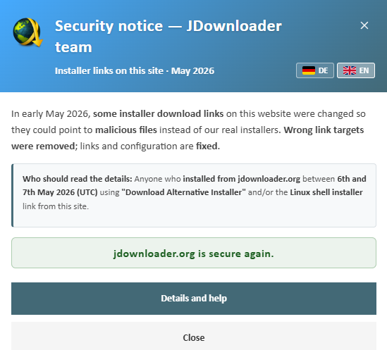 jDownloader is safe now