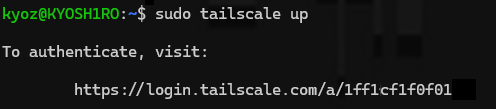 exemple tailscale : code de connexion