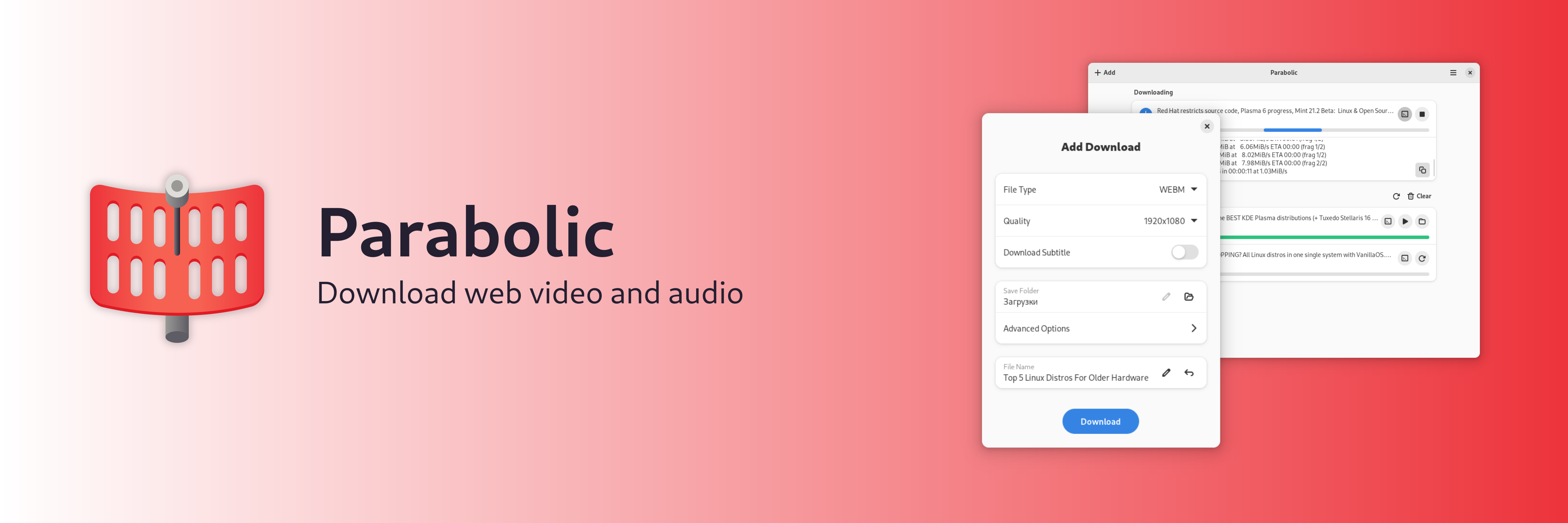 Parabolic : télécharger simplement des vidéos et de l’audio avec yt-dlp